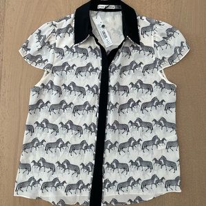 NWT Alice + Olivia Button Up Zebra Blouse